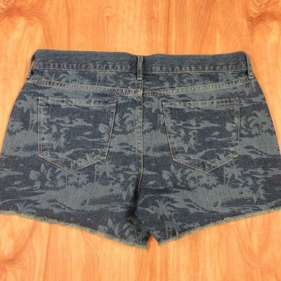 OLD NAVY The Diva Cut Off Denim Shorts Womens Size 8 Palm Trees Tropical Jeans - Picture 2 of 12